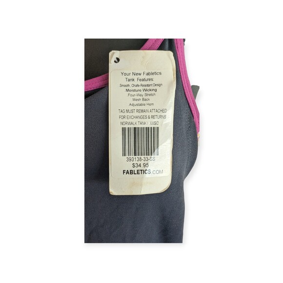 FABLETICS Norwalk Tank Blouson Built-in Bra Charcoal Mulberry Size X-Small 2 NWT - Picture 5 of 6
